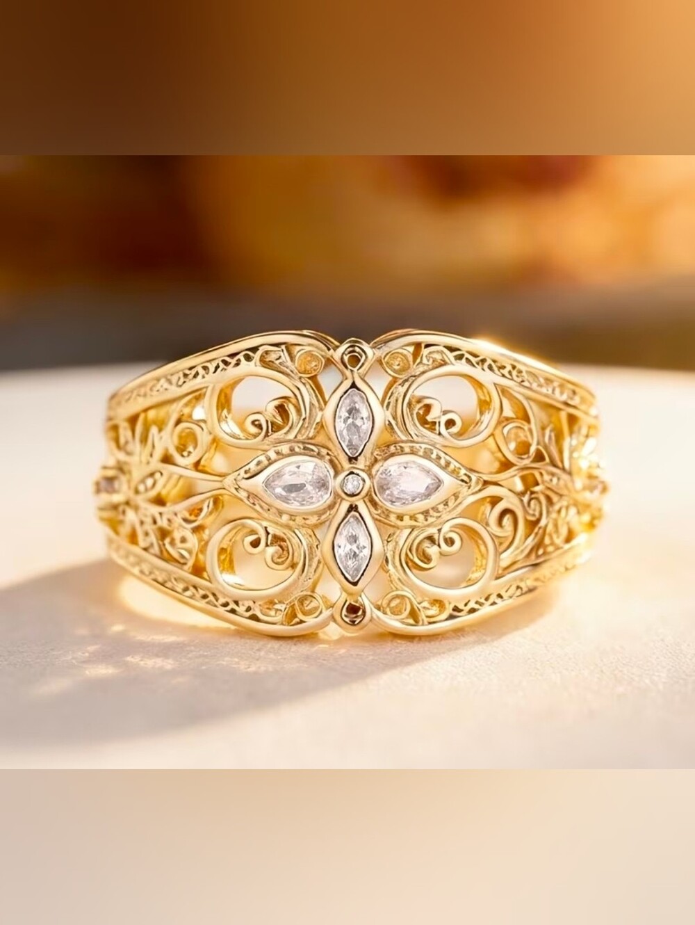 $8 Each Or Bundle 5/$20 Gold Filigree Floral Statement Ring